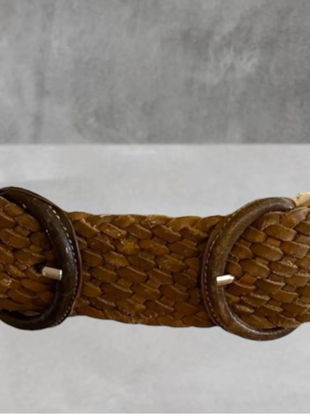 VINTAGE ECHO BRAIDED LEATHER DOUBLE BUCKLE BELT M 34